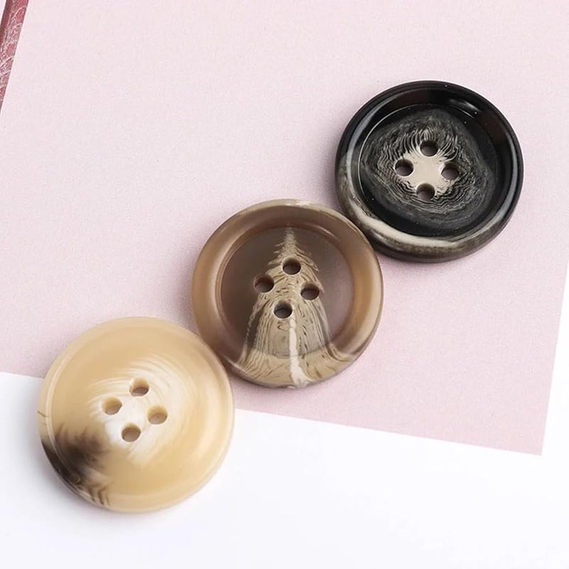 23mm Round Resin Buttons 4 Holes Flatback Sewing Buttons No2 Brown for Clothing Crafts DIY - Image 3